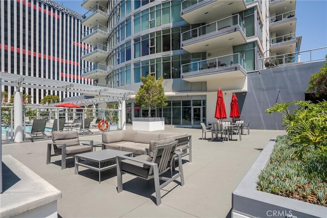 400 W Ocean Blvd Unit 1601, Long Beach, CA 90802 - view of patio with a pergola and an outdoor hangout area