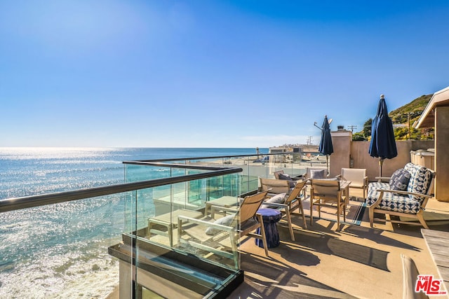 balcony with a water view