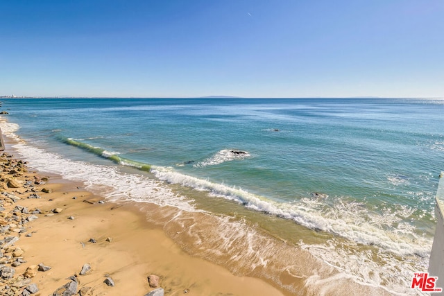 view of water feature featuring a beach view