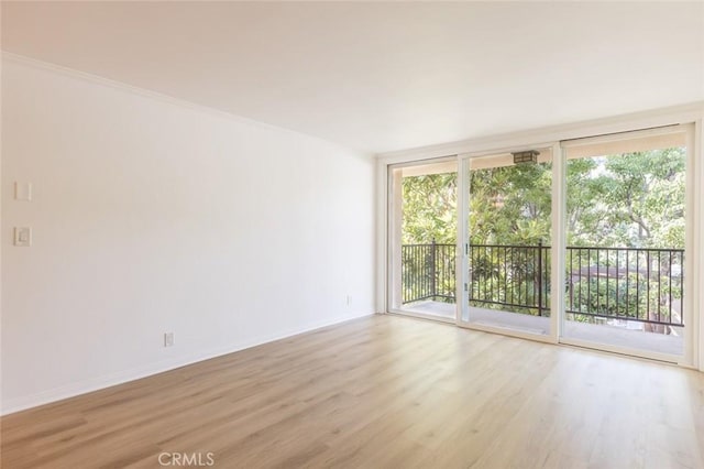 unfurnished room with light wood-type flooring and expansive windows