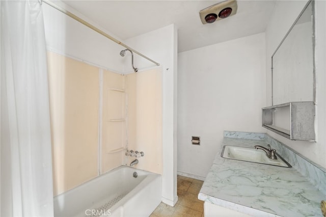 bathroom with vanity and shower / bathing tub combination