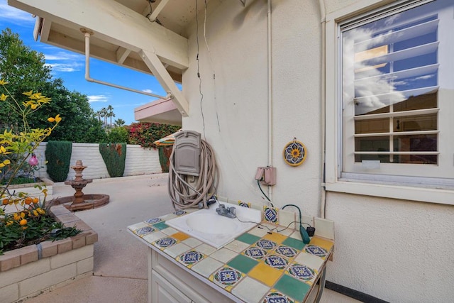 view of patio / terrace featuring sink