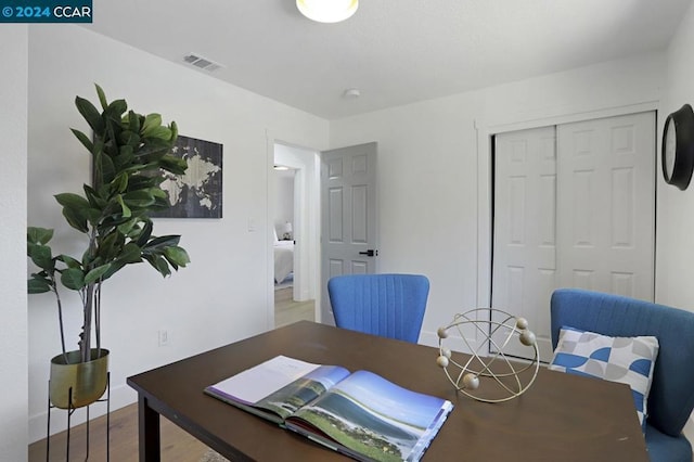 home office featuring wood-type flooring