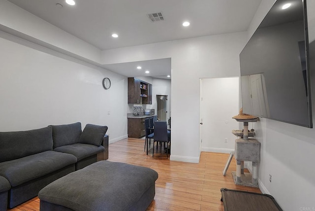 living room featuring light wood-type flooring