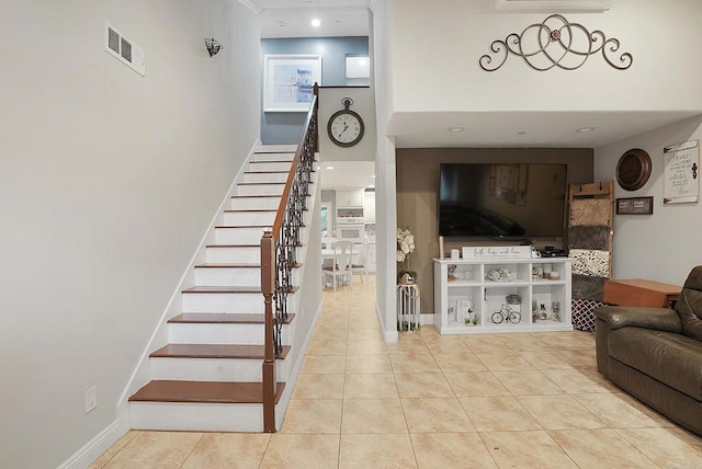 view of tiled living room