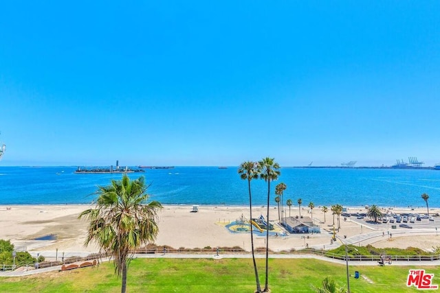 view of water feature featuring a beach view