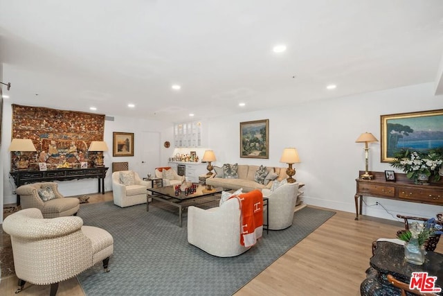 living room with hardwood / wood-style flooring