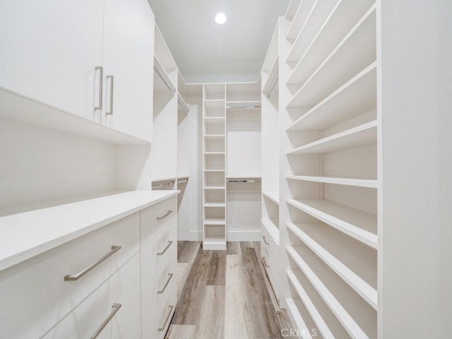 spacious closet featuring light wood-type flooring