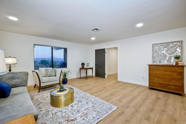 living room with light wood-type flooring