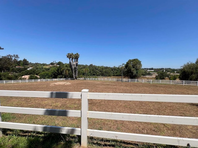 view of yard with a rural view