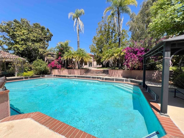 view of pool with a gazebo