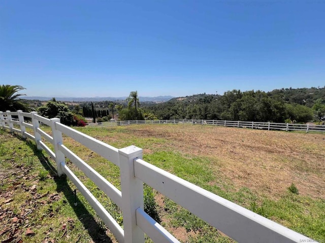 view of yard with a rural view