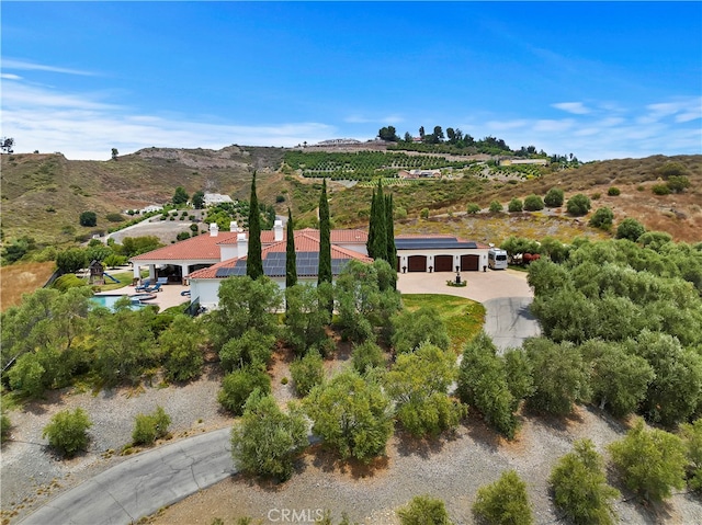 aerial view with a mountain view