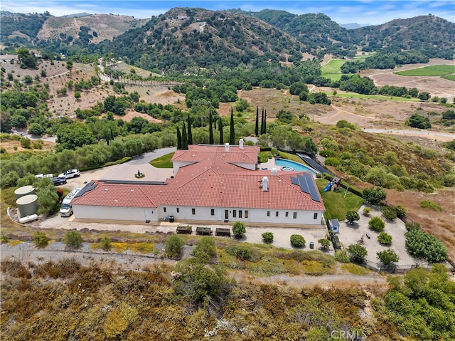 aerial view with a mountain view