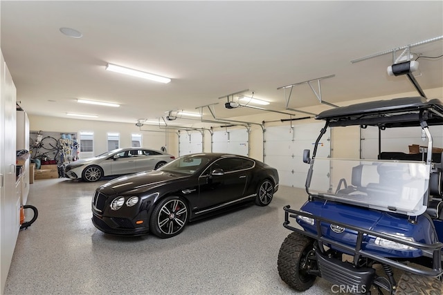 garage with a garage door opener