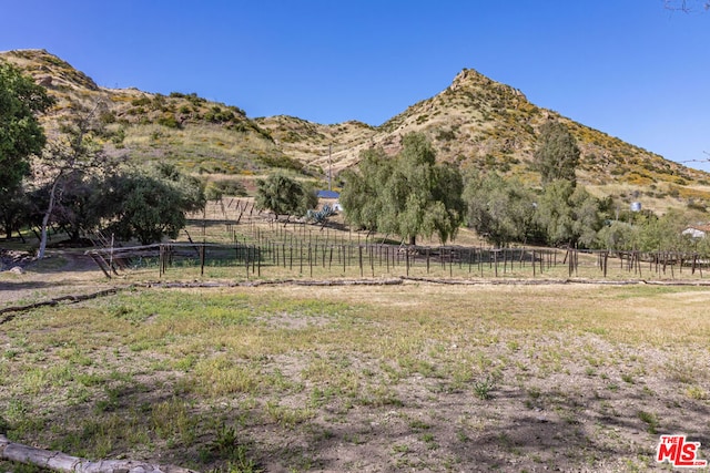 view of mountain feature with a rural view