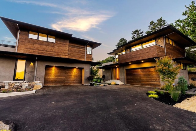 contemporary home featuring a garage