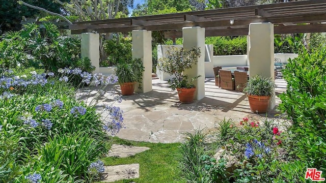 view of patio with a pergola