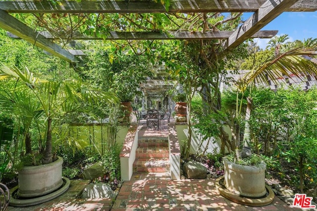 view of patio / terrace with a pergola