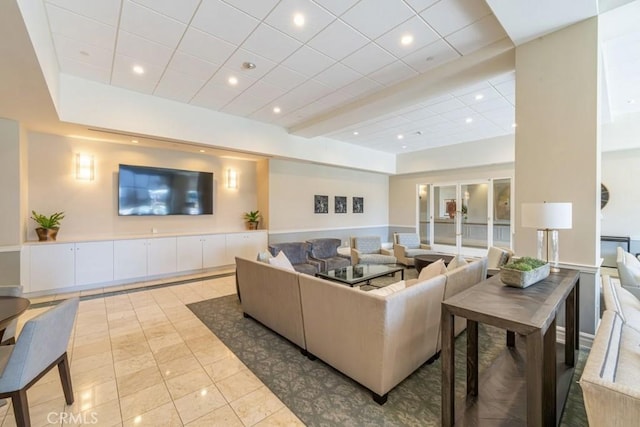 850 E Ocean Blvd Unit 613, Long Beach, CA 90802 - living area with light tile patterned floors and recessed lighting