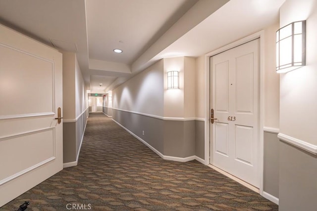 850 E Ocean Blvd Unit 613, Long Beach, CA 90802 - hallway with dark colored carpet, baseboards, and recessed lighting