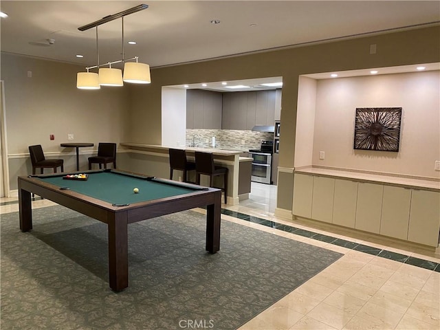 850 E Ocean Blvd Unit 613, Long Beach, CA 90802 - rec room featuring recessed lighting, pool table, and light tile patterned floors