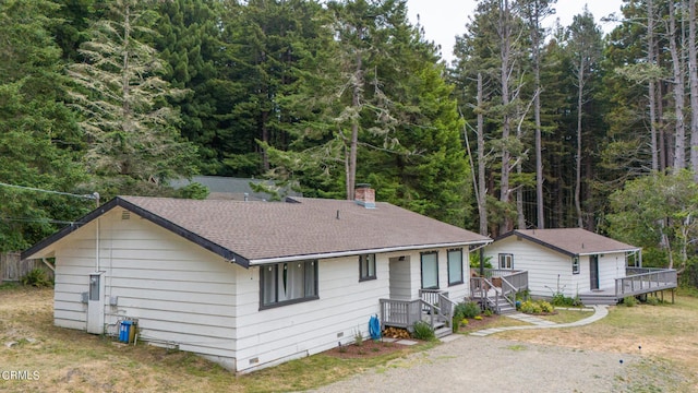 view of front of home with a deck