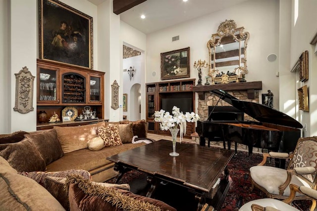 sitting room featuring a high ceiling