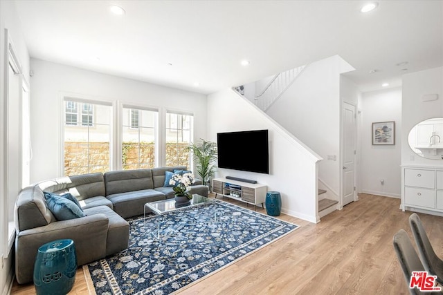 living room featuring light hardwood / wood-style floors