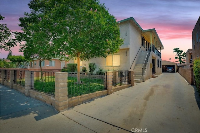 view of front of home with a garage