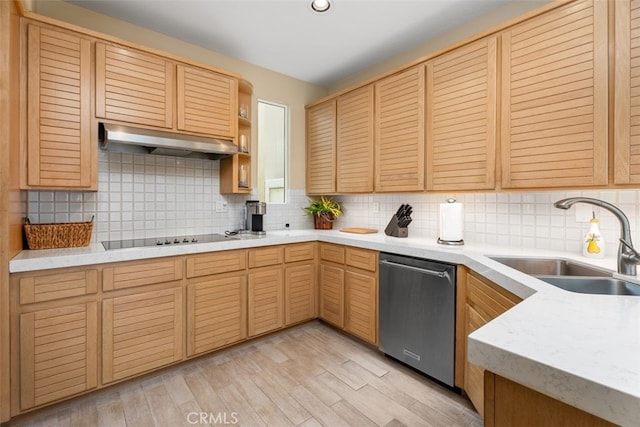 5564 Spinnaker Bay Dr, Long Beach, CA 90803 - kitchen featuring stainless steel dishwasher, a sink, backsplash, light countertops, and recessed lighting