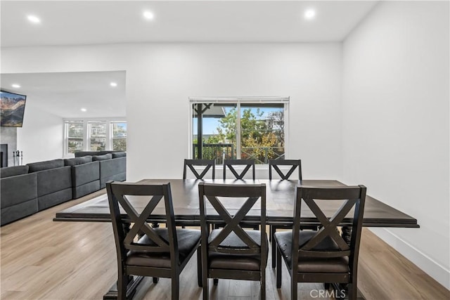 310 Whittley Ave Unit A, Avalon, CA 90704 - dining area featuring baseboards, wood finished floors, and recessed lighting