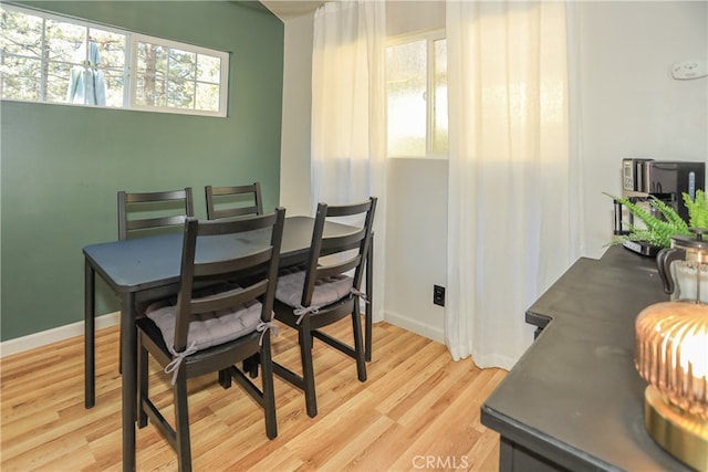 dining space featuring light hardwood / wood-style floors