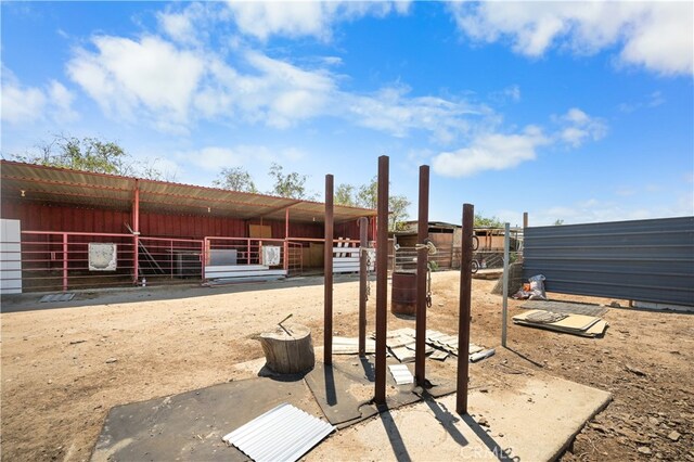 exterior space with an outbuilding