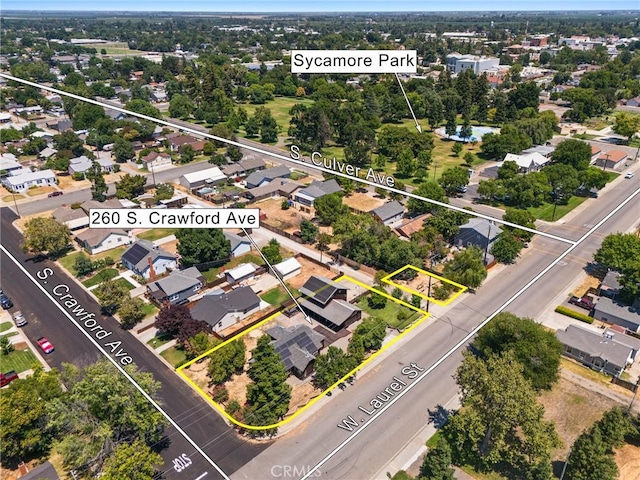 bird's eye view with a residential view