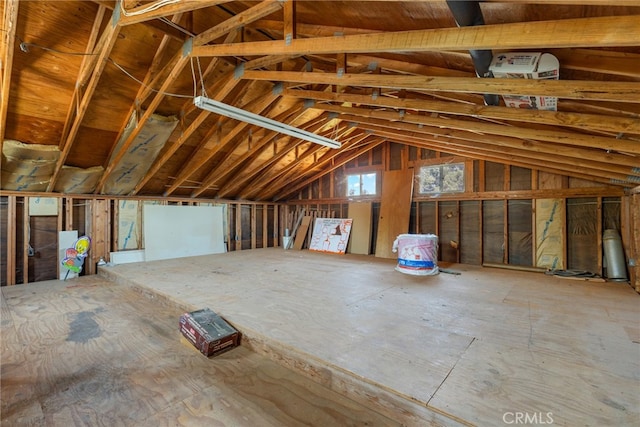 view of unfinished attic