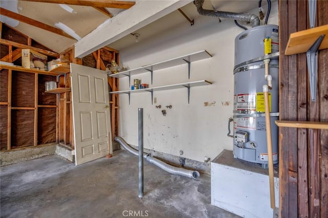 basement featuring strapped water heater