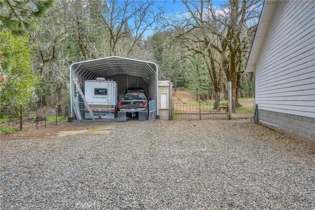 view of parking with a carport