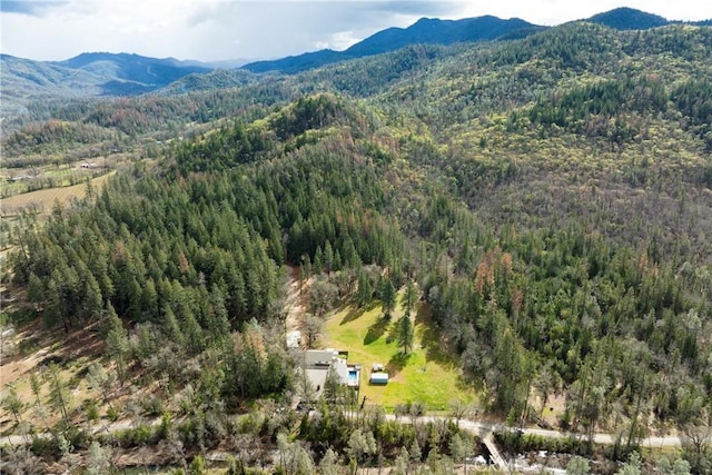 aerial view with a mountain view