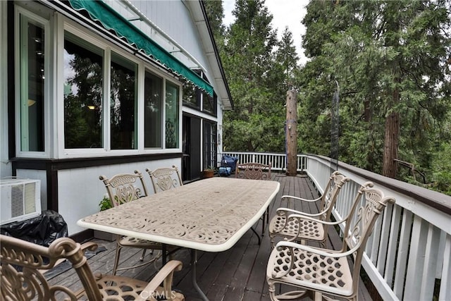 24048 Altdorf Dr, Crestline, CA 92325 - wooden terrace featuring outdoor dining area