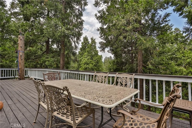 24048 Altdorf Dr, Crestline, CA 92325 - wooden terrace with outdoor dining area