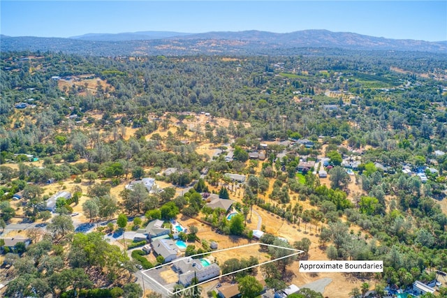 bird's eye view with a mountain view