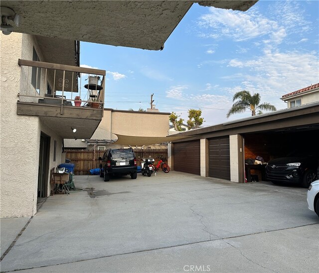 exterior space with an outdoor structure and a garage