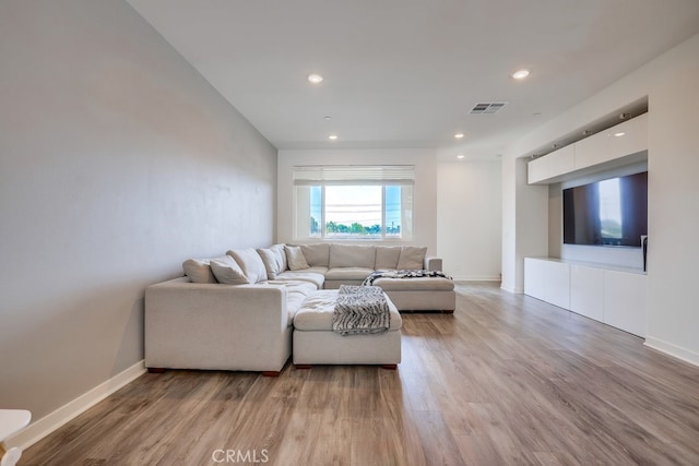 living room featuring light hardwood / wood-style flooring