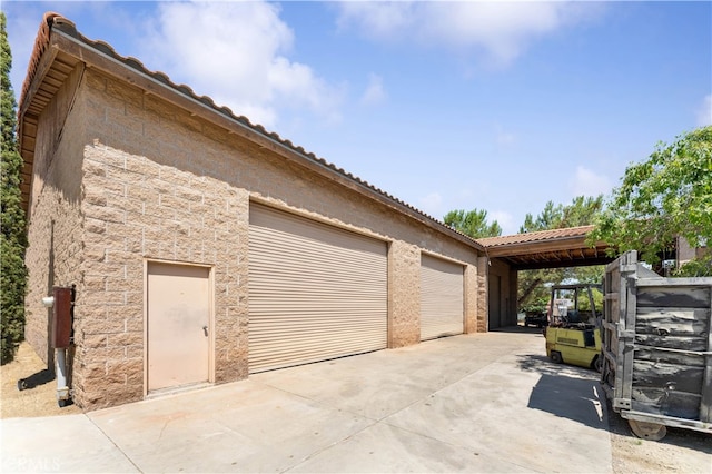 view of garage