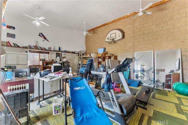 interior space featuring a ceiling fan