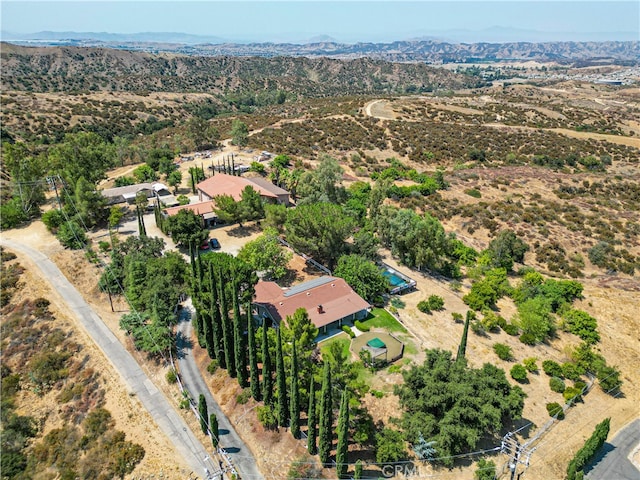 drone / aerial view with a mountain view