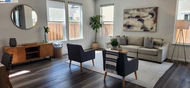 living room featuring dark hardwood / wood-style floors