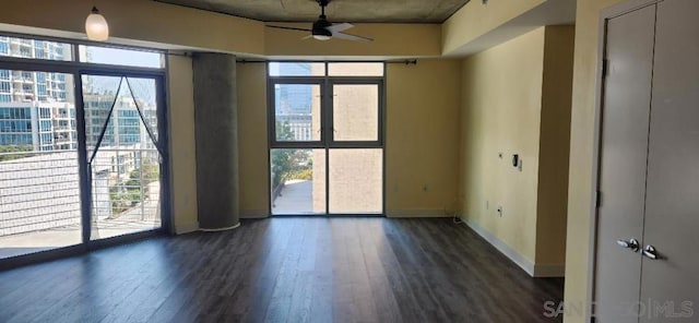 empty room with dark hardwood / wood-style flooring and a wealth of natural light