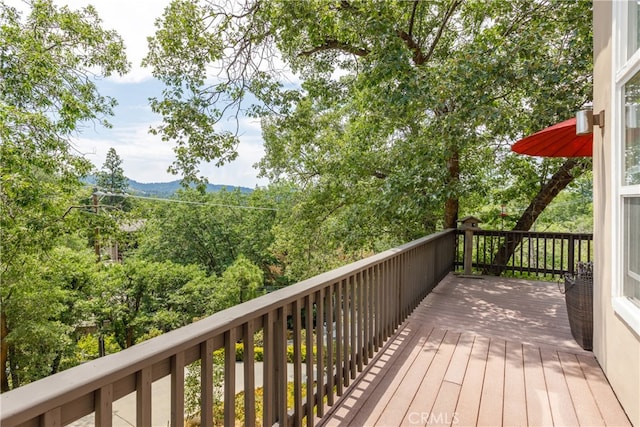 deck featuring a mountain view